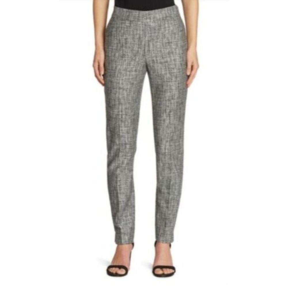 5015) St. John Women Black & White Wool Blend Emma Career Ankle Pants Sz 8